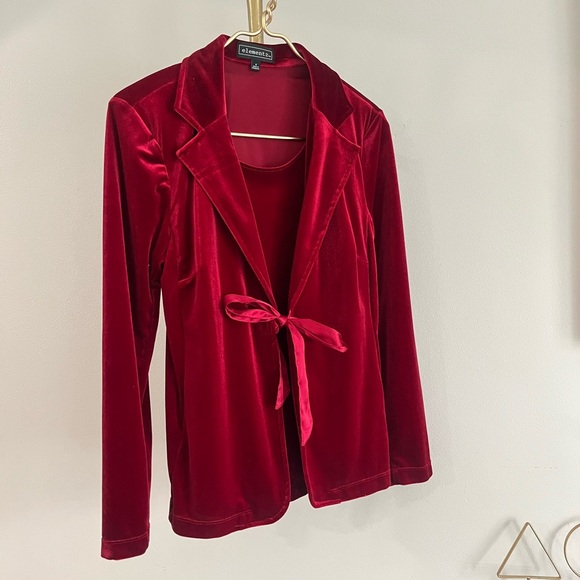 Elementz Y2K extravagant Rich Red Velvet top S - Picture 5 of 7